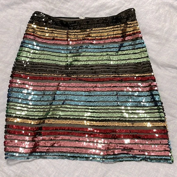 Anthropologie Moulinette Souers Sequined Soirée striped Skirt - Picture 6 of 9